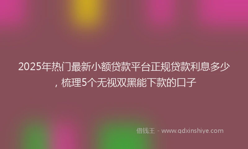 2025年热门最新小额贷款平台正规贷款利息多少，梳理5个无视双黑能下款的口子