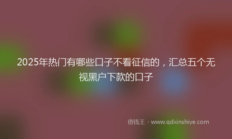 2025年热门有哪些口子不看征信的，汇总五个无视黑户下款的口子