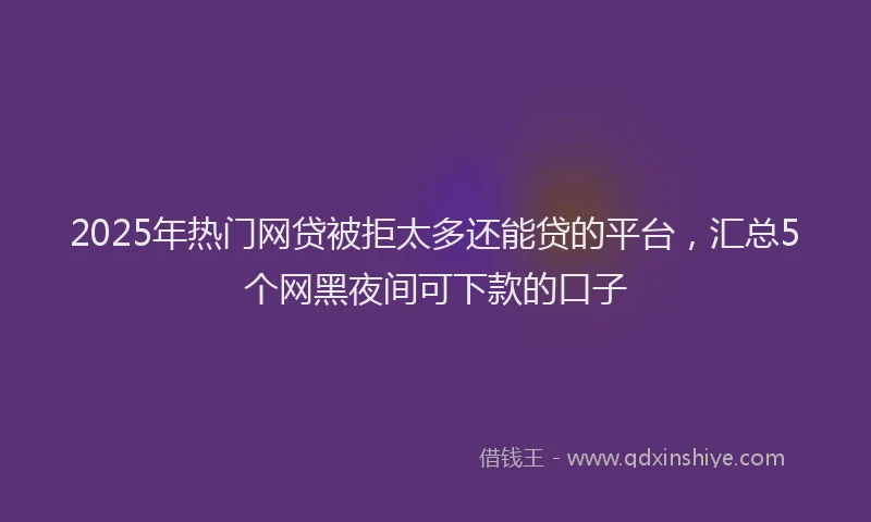 2025年热门网贷被拒太多还能贷的平台，汇总5个网黑夜间可下款的口子