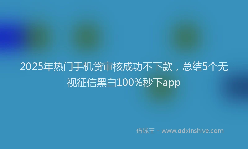 2025年热门手机贷审核成功不下款，总结5个无视征信黑白100%秒下app