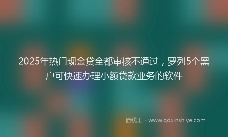 2025年热门现金贷全都审核不通过，罗列5个黑户可快速办理小额贷款业务的软件