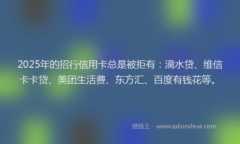 2025年的招行信用卡总是被拒有：滴水贷、维信卡卡贷、美团生活费、东方汇、百度有钱花等。