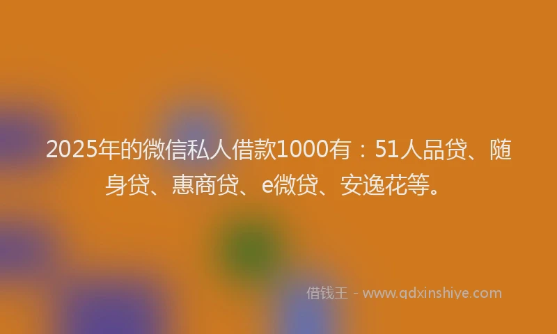 2025年的微信私人借款1000有：51人品贷、随身贷、惠商贷、e微贷、安逸花等。