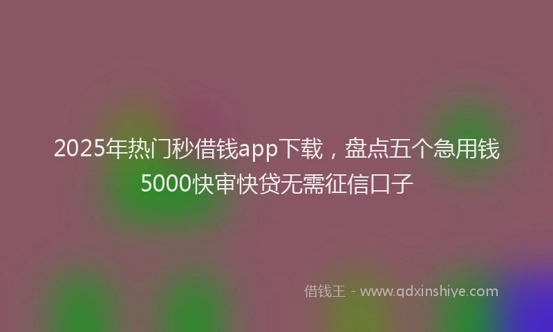2025年热门秒借钱app下载，盘点五个急用钱5000快审快贷无需征信口子