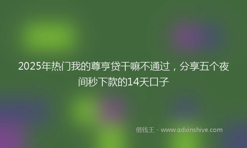 2025年热门我的尊亨贷干嘛不通过，分享五个夜间秒下款的14天口子