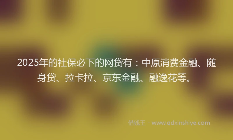 2025年的社保必下的网贷有：中原消费金融、随身贷、拉卡拉、京东金融、融逸花等。