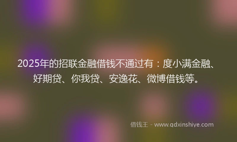 2025年的招联金融借钱不通过有：度小满金融、好期贷、你我贷、安逸花、微博借钱等。
