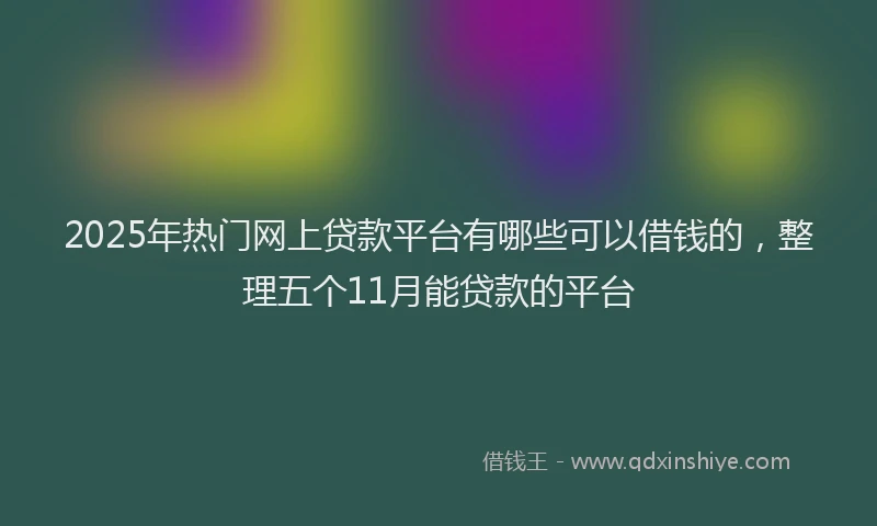 2025年热门网上贷款平台有哪些可以借钱的，整理五个11月能贷款的平台