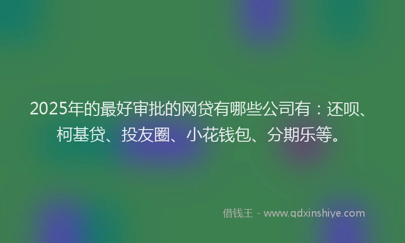 2025年的最好审批的网贷有哪些公司有：还呗、柯基贷、投友圈、小花钱包、分期乐等。