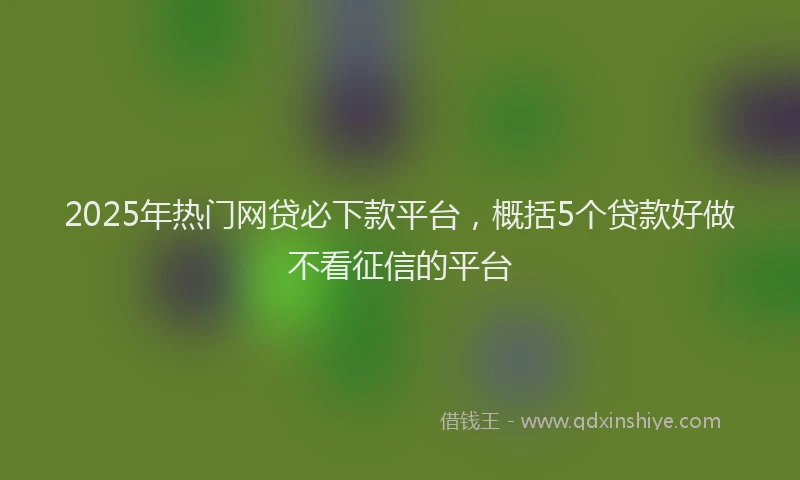 2025年热门网贷必下款平台，概括5个贷款好做不看征信的平台