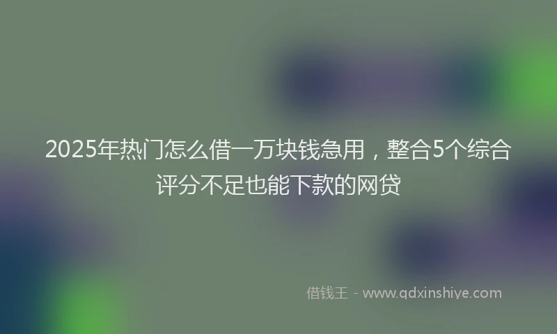 2025年热门怎么借一万块钱急用，整合5个综合评分不足也能下款的网贷