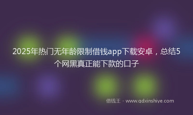 2025年热门无年龄限制借钱app下载安卓，总结5个网黑真正能下款的口子