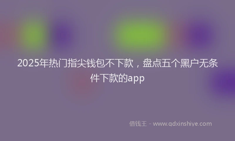 2025年热门指尖钱包不下款，盘点五个黑户无条件下款的app