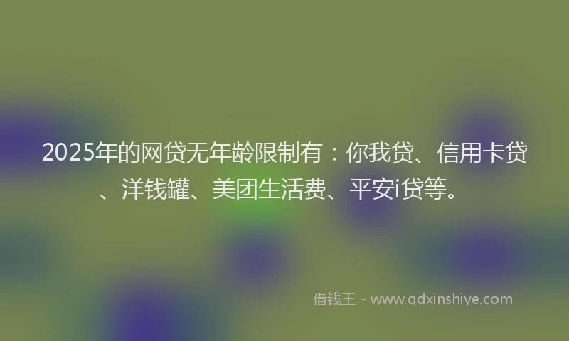 2025年的网贷无年龄限制有：你我贷、信用卡贷、洋钱罐、美团生活费、平安i贷等。
