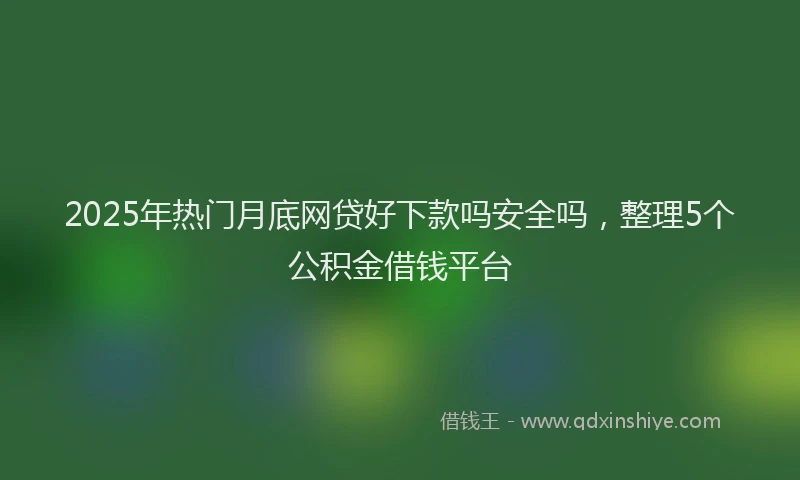 2025年热门月底网贷好下款吗安全吗，整理5个公积金借钱平台