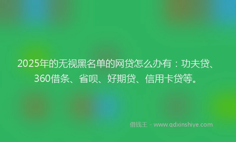 2025年的无视黑名单的网贷怎么办有：功夫贷、360借条、省呗、好期贷、信用卡贷等。