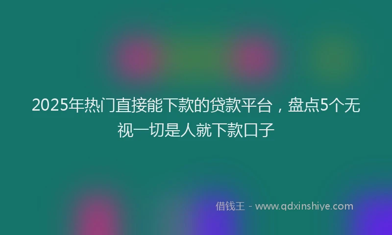 2025年热门直接能下款的贷款平台，盘点5个无视一切是人就下款口子