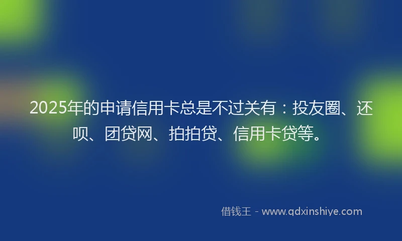 2025年的申请信用卡总是不过关有：投友圈、还呗、团贷网、拍拍贷、信用卡贷等。