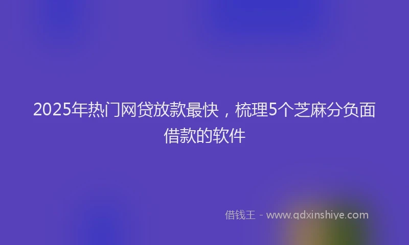 2025年热门网贷放款最快，梳理5个芝麻分负面借款的软件