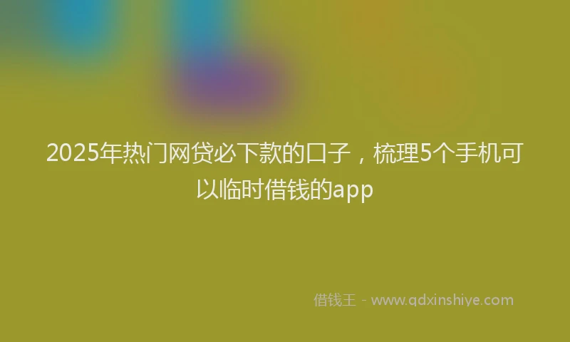 2025年热门网贷必下款的口子，梳理5个手机可以临时借钱的app