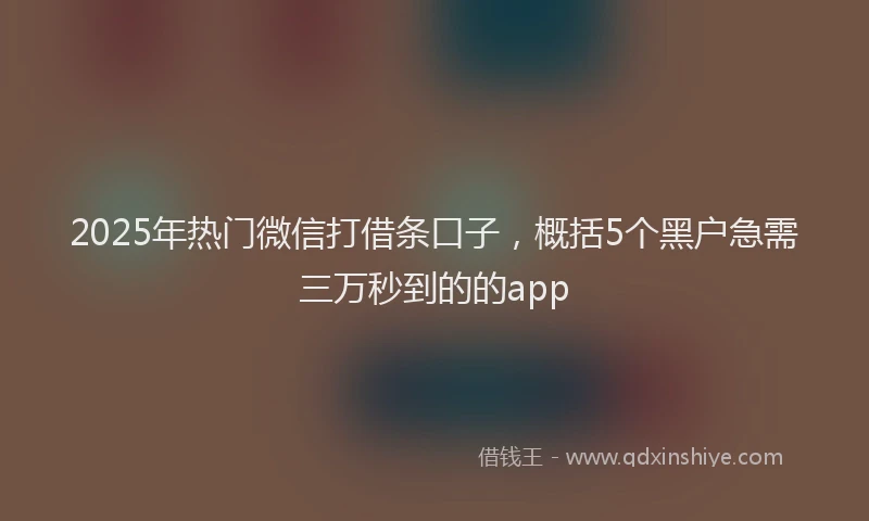 2025年热门微信打借条口子，概括5个黑户急需三万秒到的的app