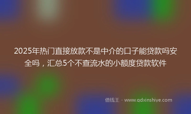 2025年热门直接放款不是中介的口子能贷款吗安全吗，汇总5个不查流水的小额度贷款软件