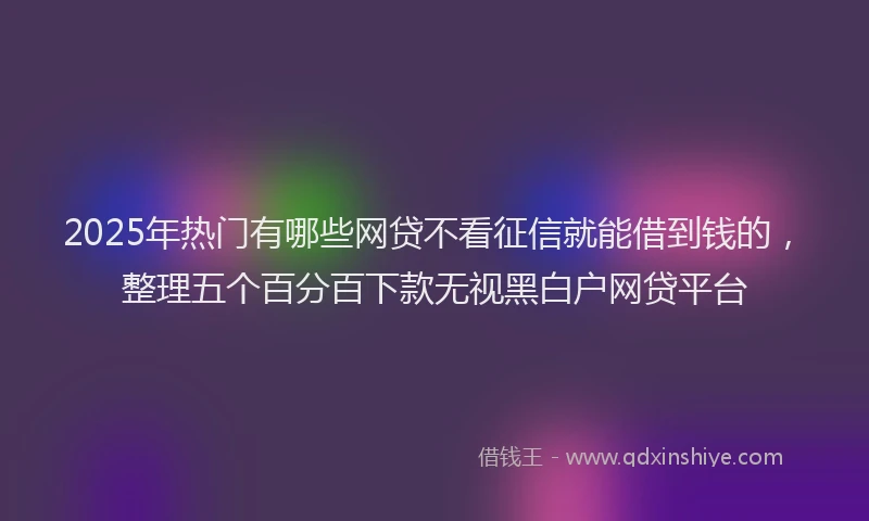 2025年热门有哪些网贷不看征信就能借到钱的，整理五个百分百下款无视黑白户网贷平台
