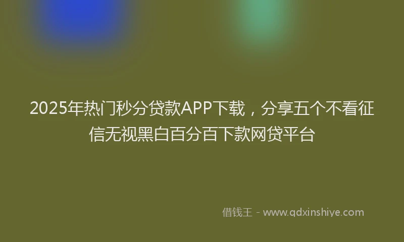 2025年热门秒分贷款APP下载，分享五个不看征信无视黑白百分百下款网贷平台