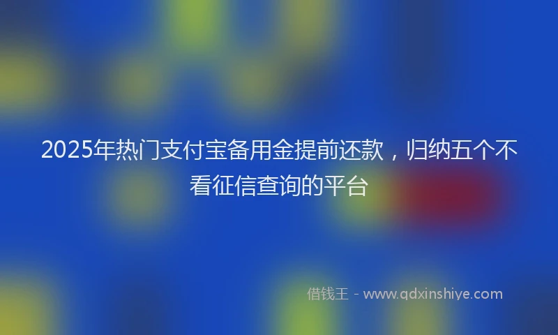 2025年热门支付宝备用金提前还款，归纳五个不看征信查询的平台