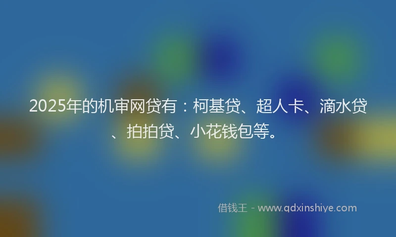 2025年的机审网贷有：柯基贷、超人卡、滴水贷、拍拍贷、小花钱包等。