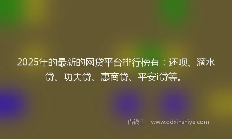 2025年的最新的网贷平台排行榜有：还呗、滴水贷、功夫贷、惠商贷、平安i贷等。