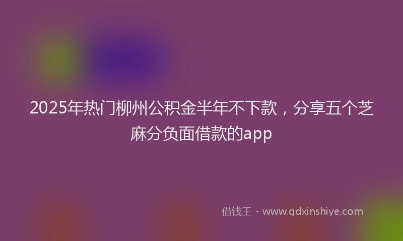 2025年热门柳州公积金半年不下款，分享五个芝麻分负面借款的app