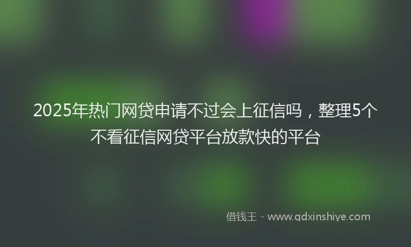 2025年热门网贷申请不过会上征信吗，整理5个不看征信网贷平台放款快的平台
