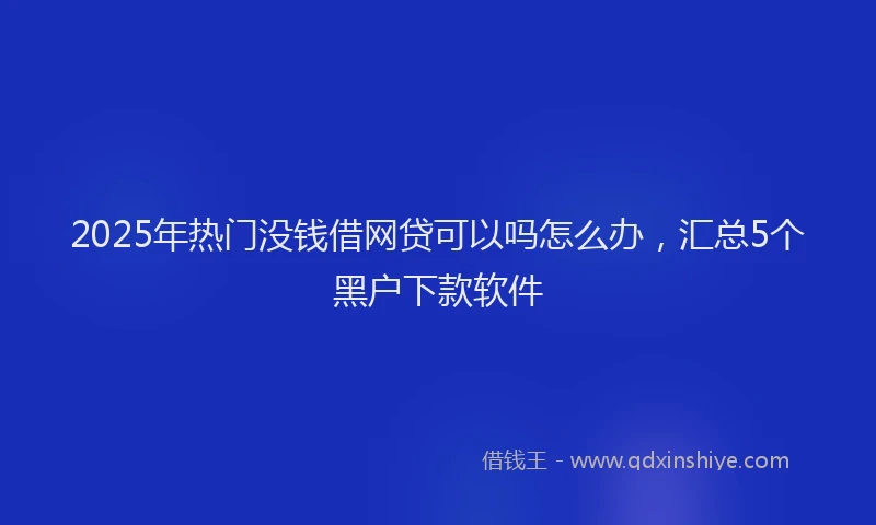 2025年热门没钱借网贷可以吗怎么办，汇总5个黑户下款软件
