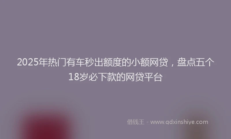 2025年热门有车秒出额度的小额网贷，盘点五个18岁必下款的网贷平台