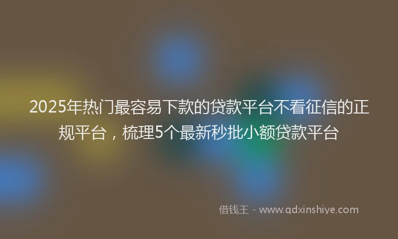 2025年热门最容易下款的贷款平台不看征信的正规平台，梳理5个最新秒批小额贷款平台