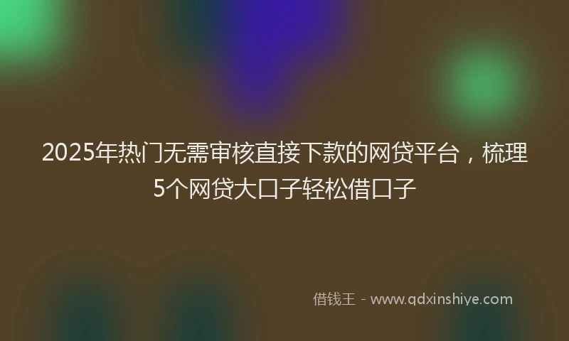 2025年热门无需审核直接下款的网贷平台，梳理5个网贷大口子轻松借口子