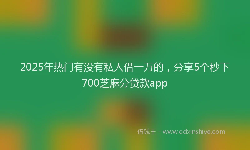 2025年热门有没有私人借一万的，分享5个秒下700芝麻分贷款app