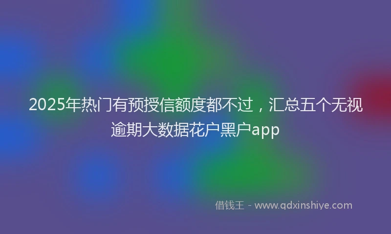 2025年热门有预授信额度都不过，汇总五个无视逾期大数据花户黑户app