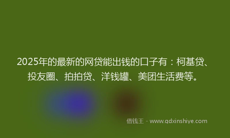 2025年的最新的网贷能出钱的口子有：柯基贷、投友圈、拍拍贷、洋钱罐、美团生活费等。