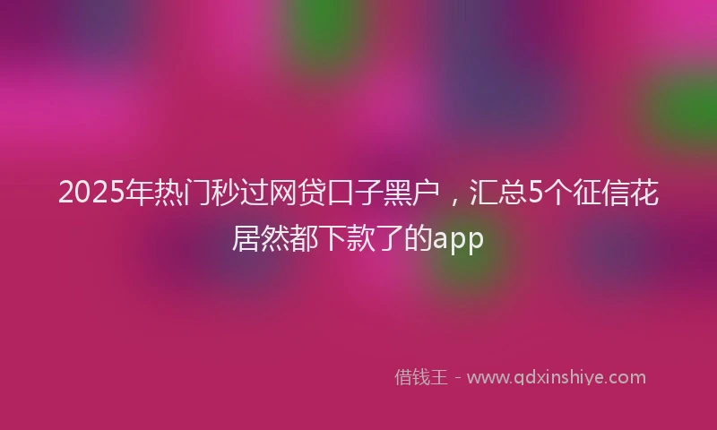 2025年热门秒过网贷口子黑户，汇总5个征信花居然都下款了的app