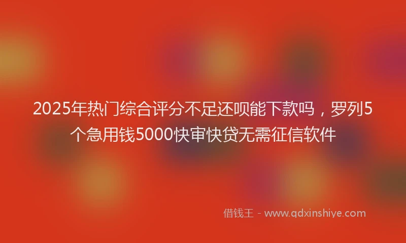 2025年热门综合评分不足还呗能下款吗，罗列5个急用钱5000快审快贷无需征信软件