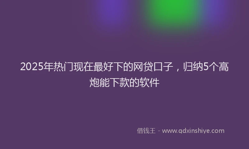 2025年热门现在最好下的网贷口子，归纳5个高炮能下款的软件
