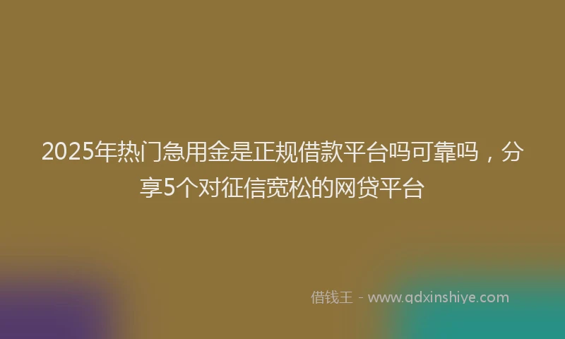 2025年热门急用金是正规借款平台吗可靠吗，分享5个对征信宽松的网贷平台