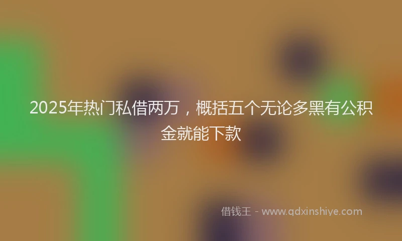 2025年热门私借两万，概括五个无论多黑有公积金就能下款