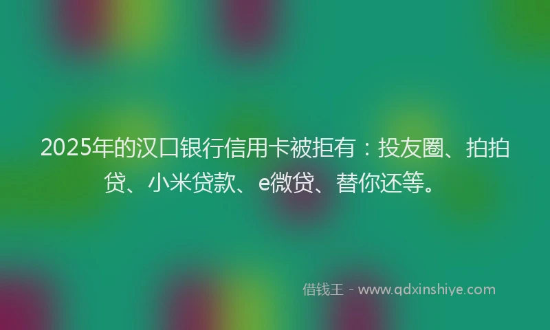 2025年的汉口银行信用卡被拒有：投友圈、拍拍贷、小米贷款、e微贷、替你还等。