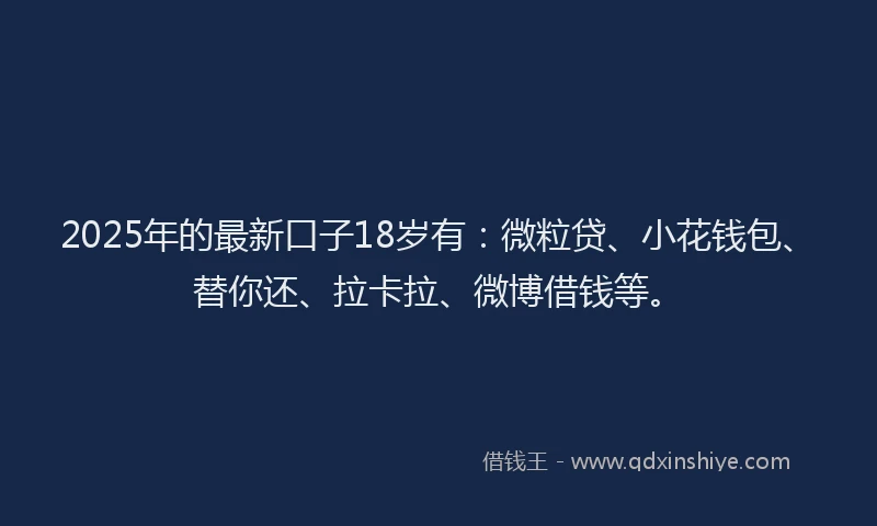 2025年的最新口子18岁有：微粒贷、小花钱包、替你还、拉卡拉、微博借钱等。