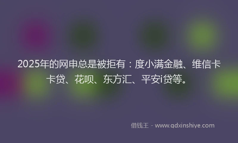2025年的网申总是被拒有：度小满金融、维信卡卡贷、花呗、东方汇、平安i贷等。