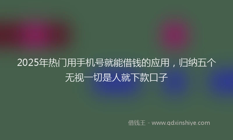 2025年热门用手机号就能借钱的应用，归纳五个无视一切是人就下款口子