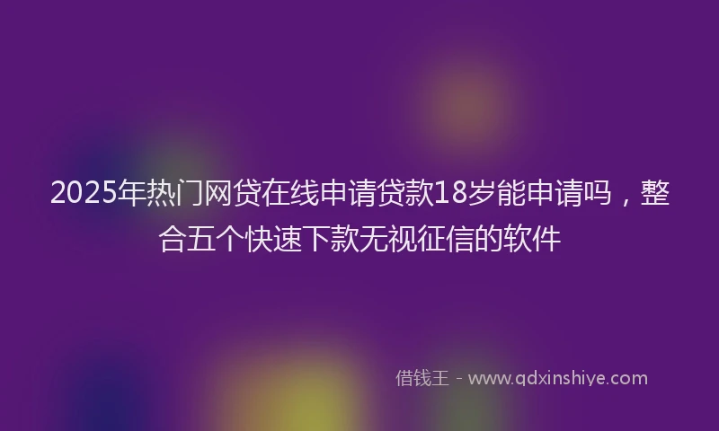 2025年热门网贷在线申请贷款18岁能申请吗，整合五个快速下款无视征信的软件